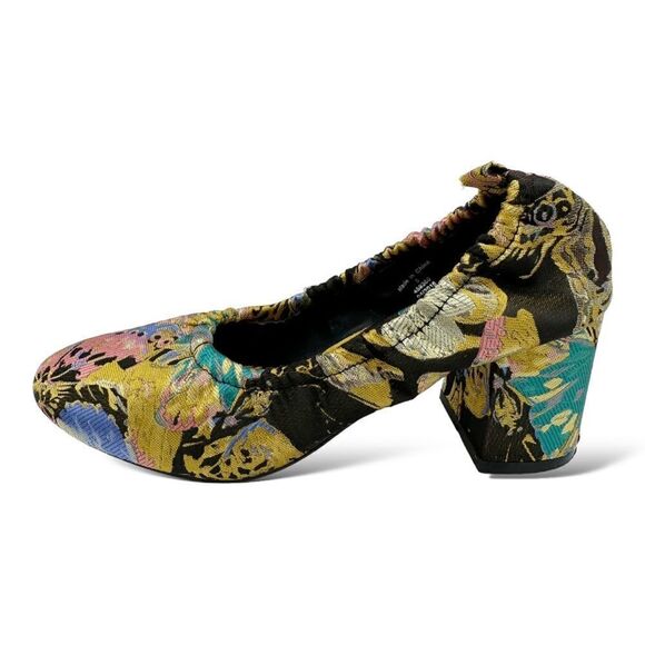 ASOS Simone Floral Satin Fabric Block Heels In Jacquard Sz 5 - Picture 3 of 11